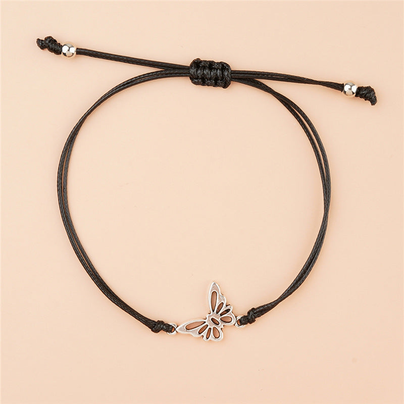 Butterfly Wax Line Woven Adjustable Card Bracelet Ornament