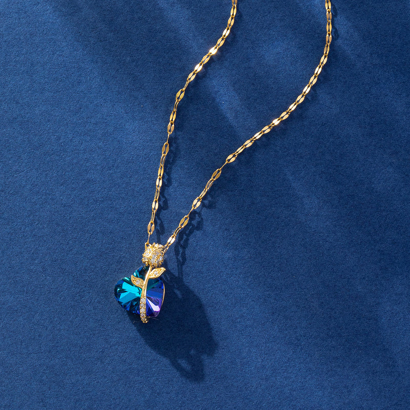 Women's Fashion Sapphire Heart Pendant Necklace