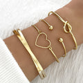 Vintage Gold Crystal Heart Letter Love Bangle Bracelet For Women Fashion Multi-layer Geometric Charm Bracelets Jewelry Gifts