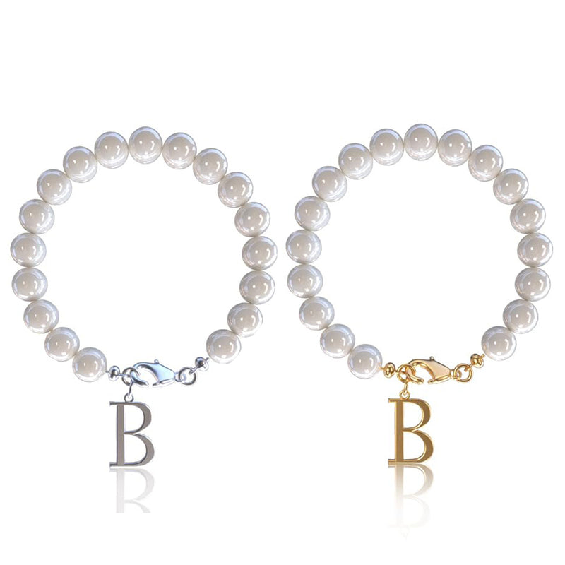 Letter Bracelet Suit Stainless Steel Stringed Pearls