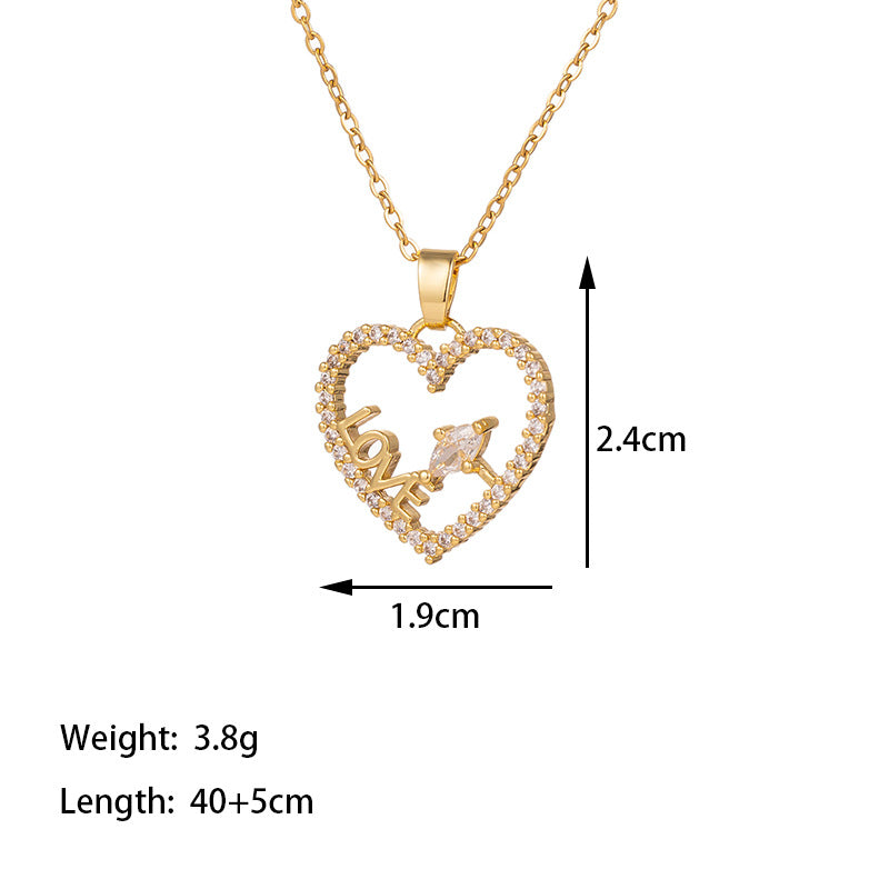 Stainless Steel Necklace Women's Fashion Copper-plated Gold Pendant Clavicle Chain For Mother Girlfriend Gift
