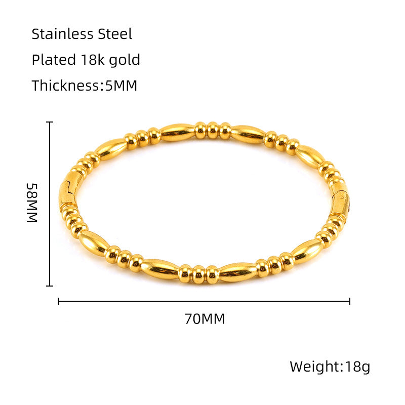 Fashion Bamboo Titanium Steel Bracelet Three Beads