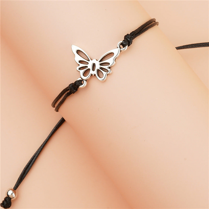 Butterfly Wax Line Woven Adjustable Card Bracelet Ornament