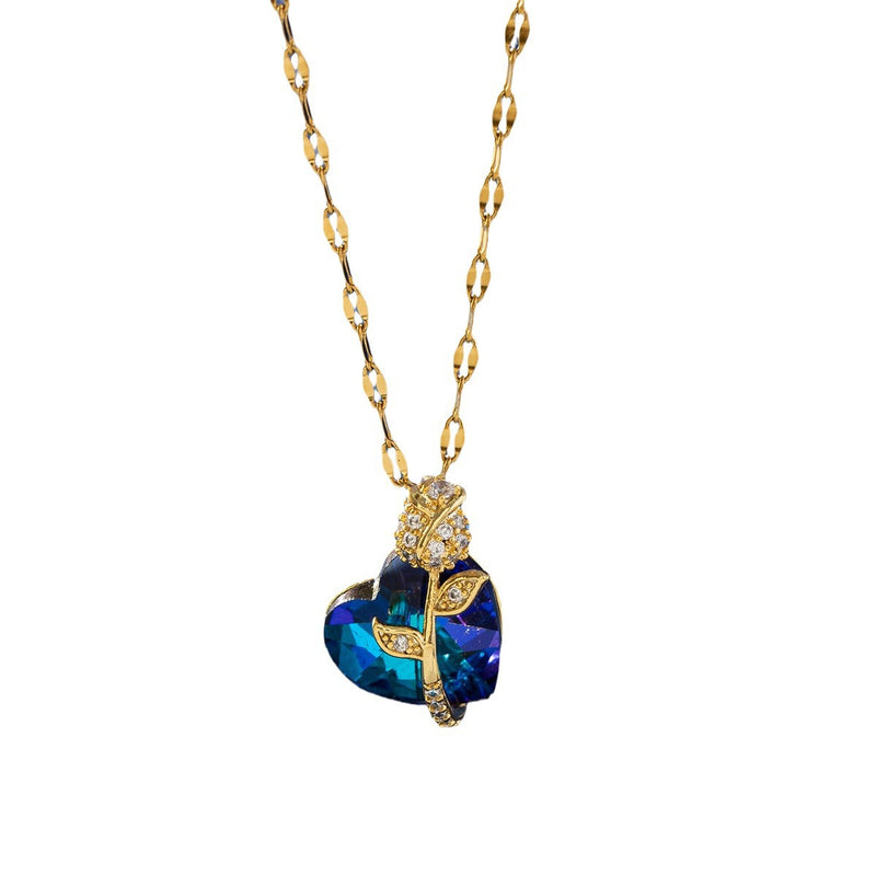 Women's Fashion Sapphire Heart Pendant Necklace